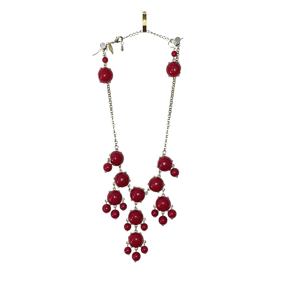 Burgundy Drop Bead Necklace